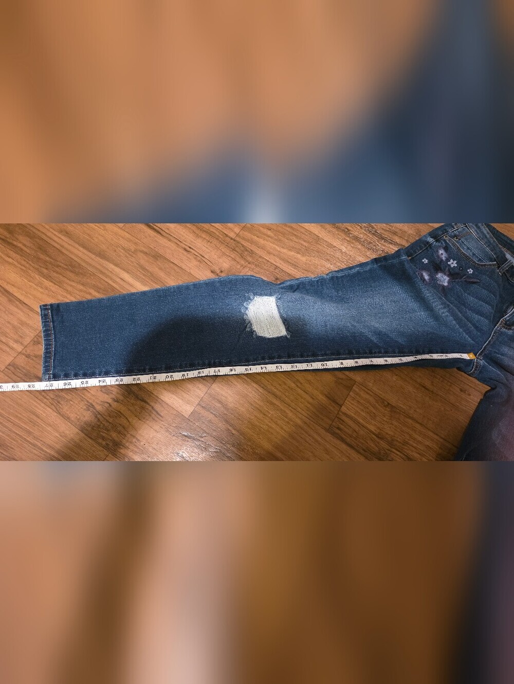 Women’s Blue Denim Jeans with Floral Embroidery - Picture 5 of 8